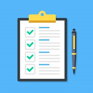 Checklist on blue background